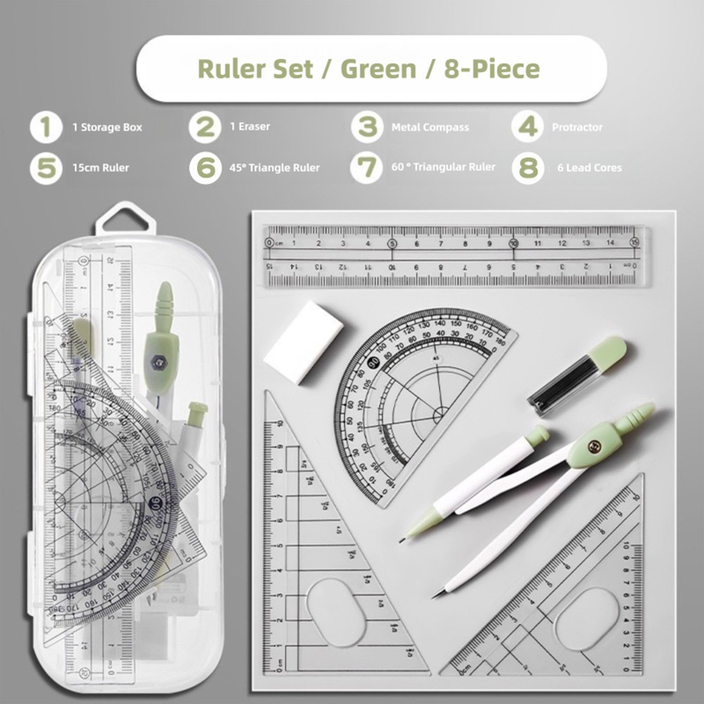 8 Pçs/set Régua de Plástico Co - Compass Geometry Set avaliação e preço