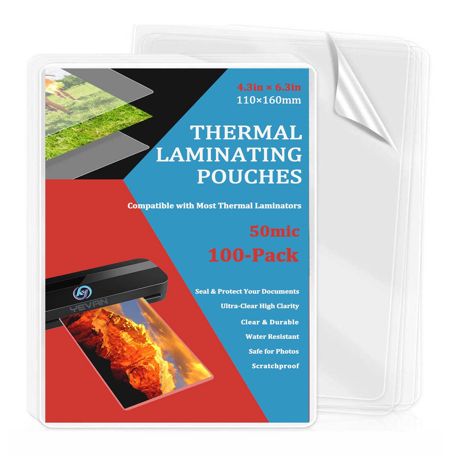100 Folhas de 4.3×6.3in para L - Document Laminator Pouch avaliação e preço